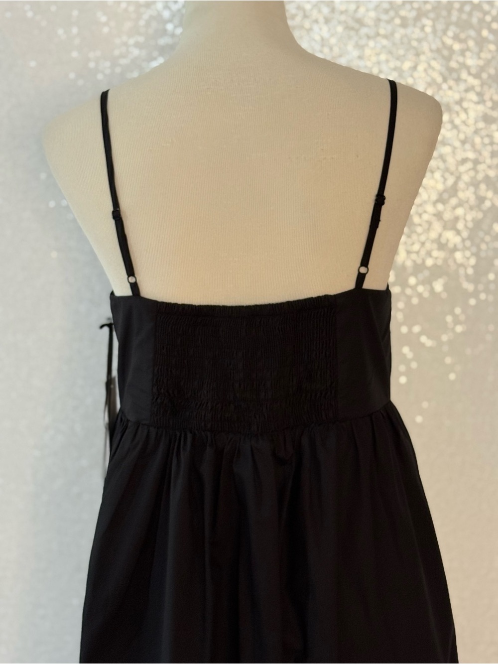 1.STATE Bow Front Cotton Midi Dress Black Lightweight Women’s Size Medium NWT - Picture 10 of 14